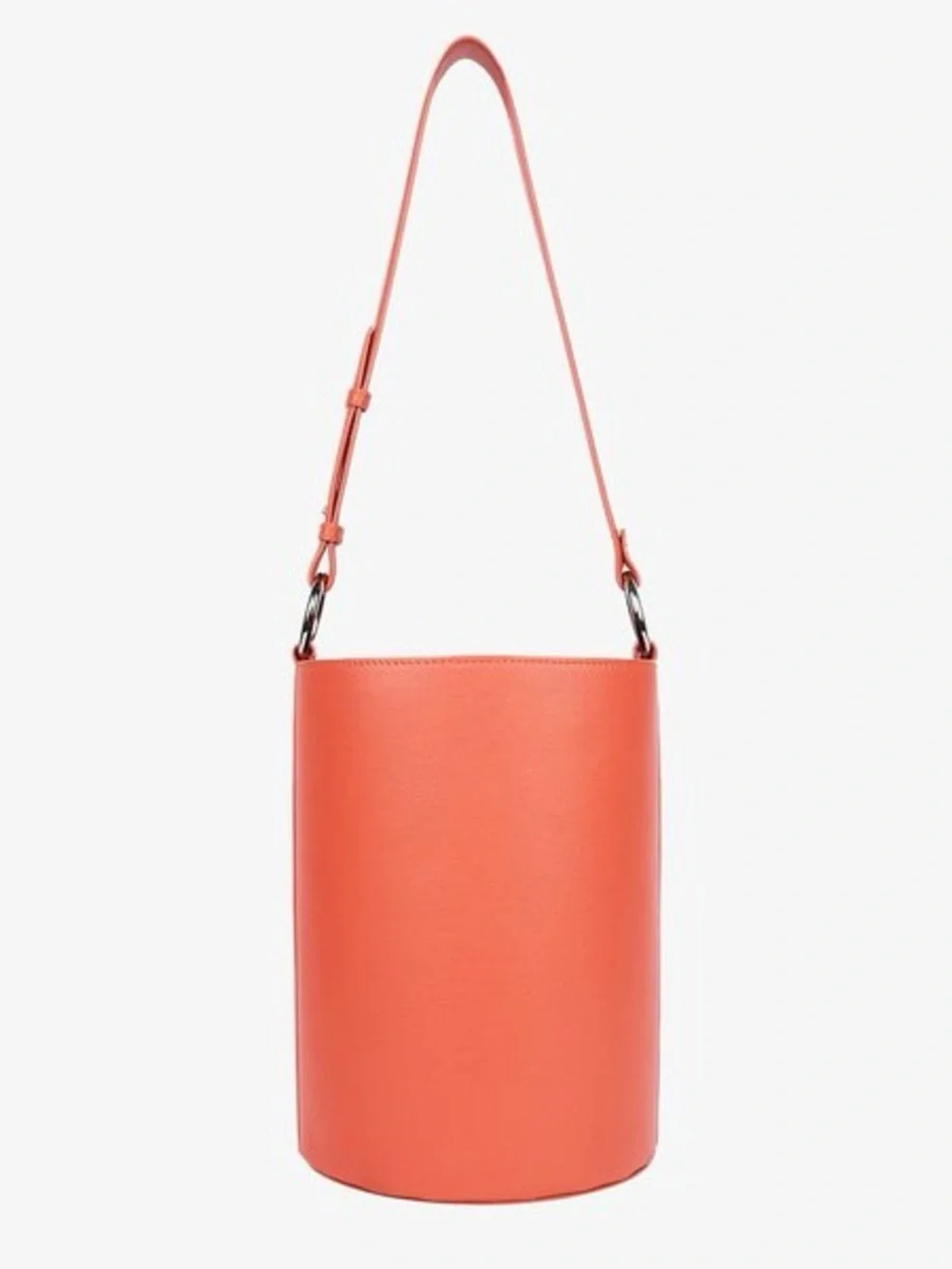 HYER Goods Orange Leather Bucket Bag - Minimal Shoulder Tote medium